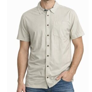 Margaritaville Mens Short Sleeve Button Up Shirt Casual Beige Med, Island Vibe